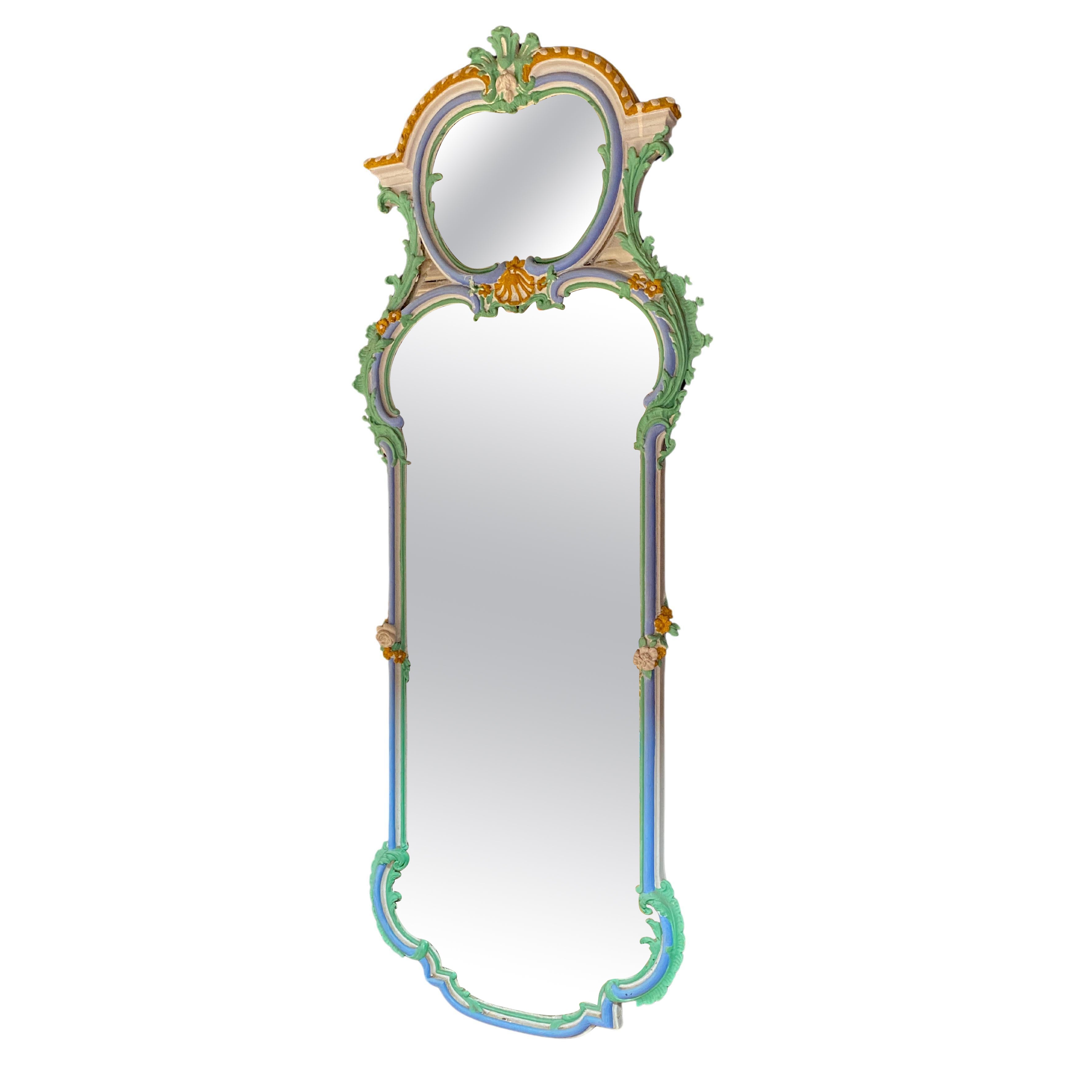 Large patinated mirror, late 19th century , old patina