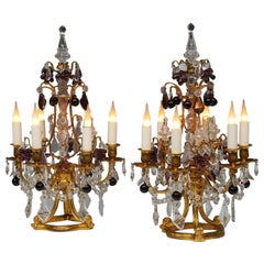 Paire de Girandoles en cristal et bronze doré, attr. à H. Vian, France, vers 1890