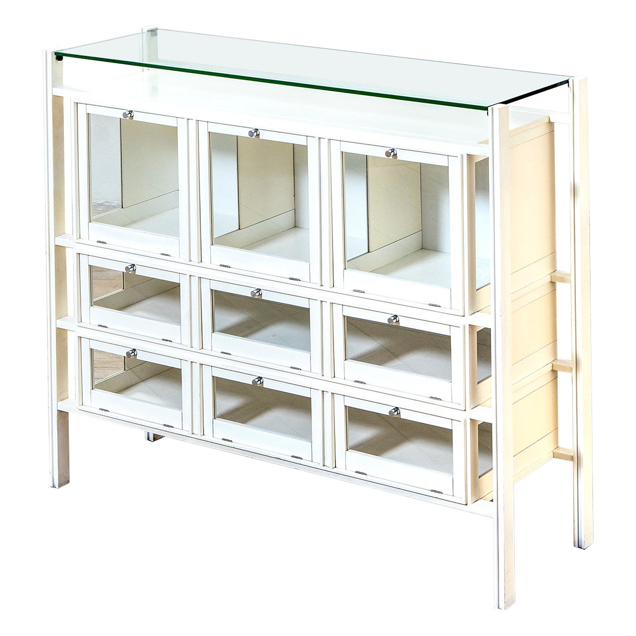 vitrine du 20e siècle de Carlo de Carli en bois laqué avec portes à rabats, années 40