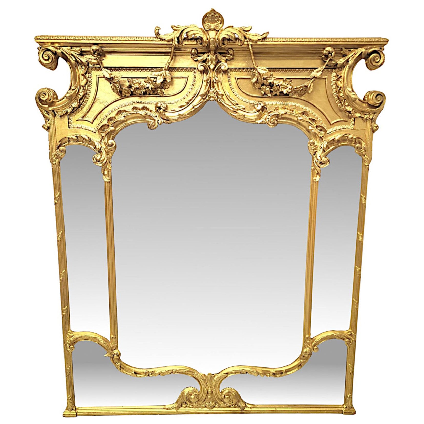 A Very Rare and Impressive 19th Century Giltwood Margin Overmantel Mirror