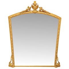 Antique A Fabulous Large 19th Century Giltwood Overmantel Mirror with Central Cartouche