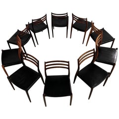 10x Model 78 Palisander Chairs by
Niels Otto Moller Denmark 1960s