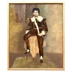 Vintage Boho Original Oil Portrait on Paper