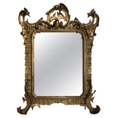 Specchio rococò italiano del XVIII secolo in legno dorato