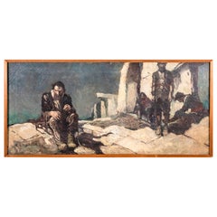 Frank Earle Schoonover The Four Witch Men Signed Illustrative Oil Painting 1924