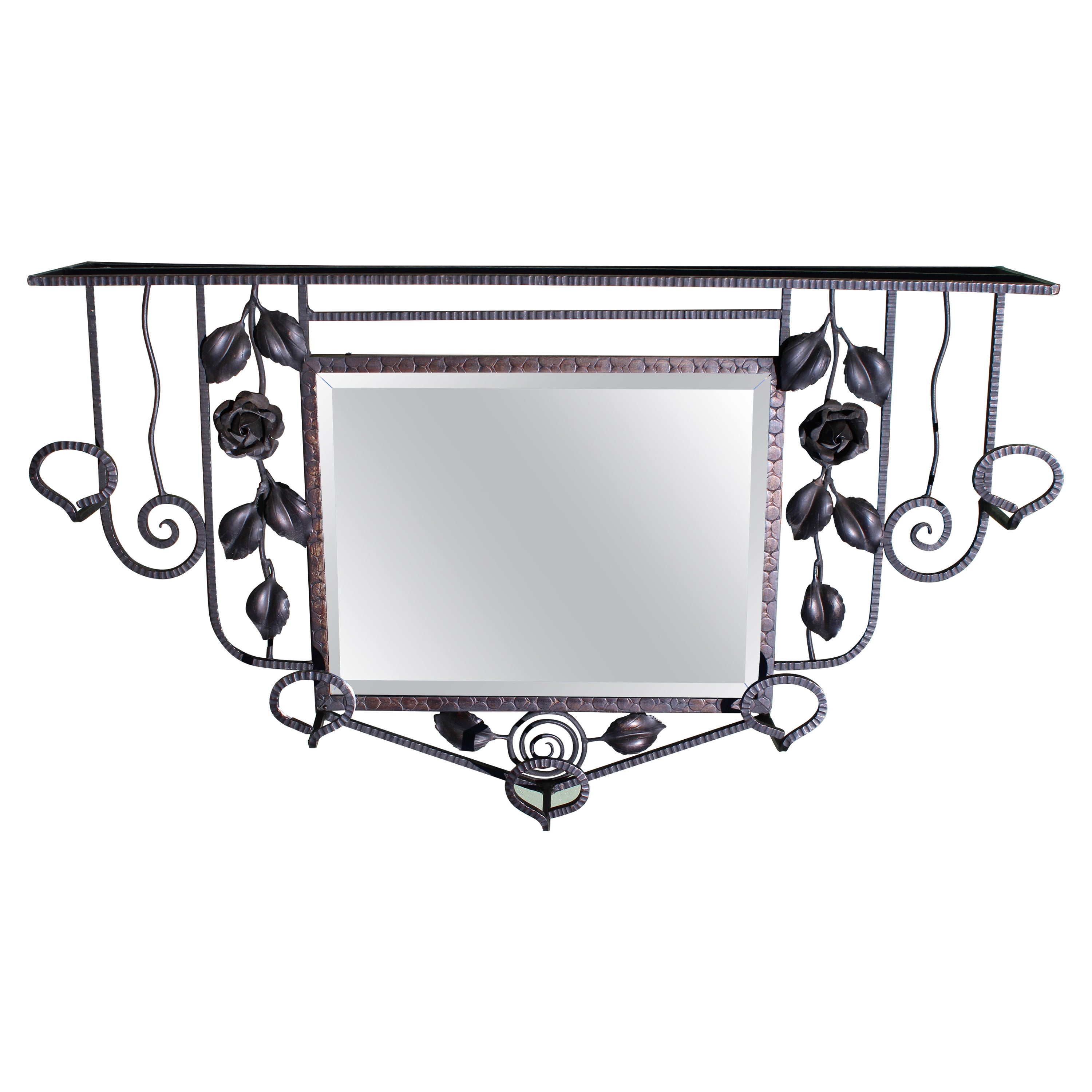 Art Deco Wrought Iron Hall Mirror