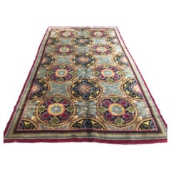 Antique Austrian Savonnerie Arts and Crafts Viennese Secession Rug c. 1890s