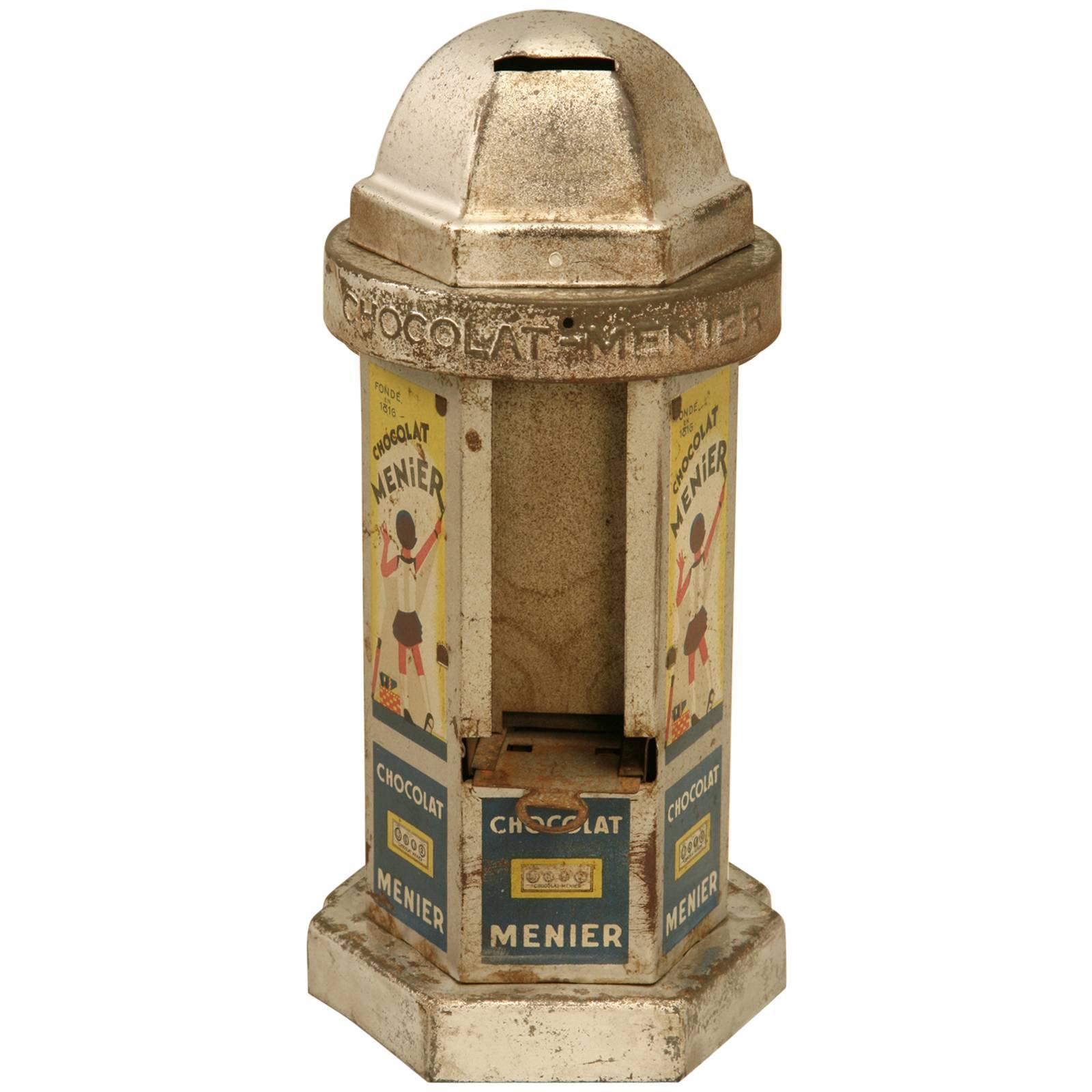 Chocolate Menier Dispenser from a Store in Paris France All Original c1930's For Sale