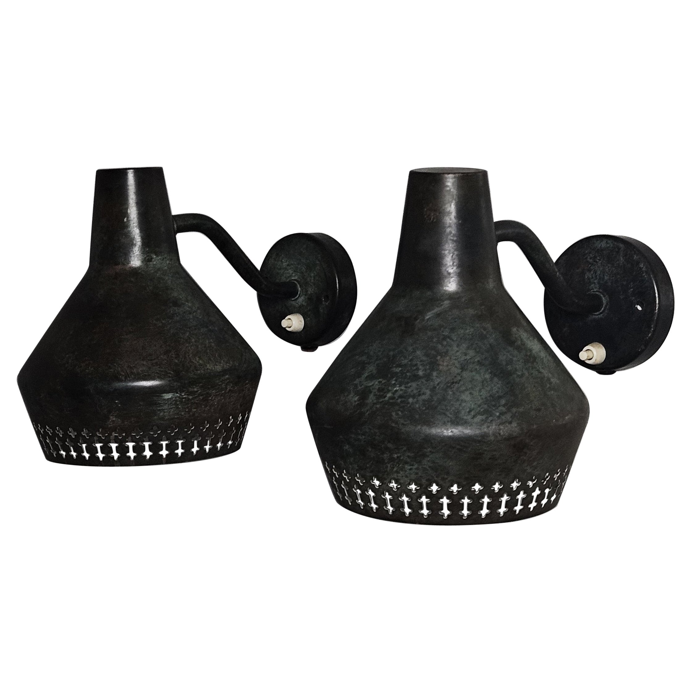 Copper wall lights by Hans Bergström for Ateljé Lyktan, Sweden, 1940s