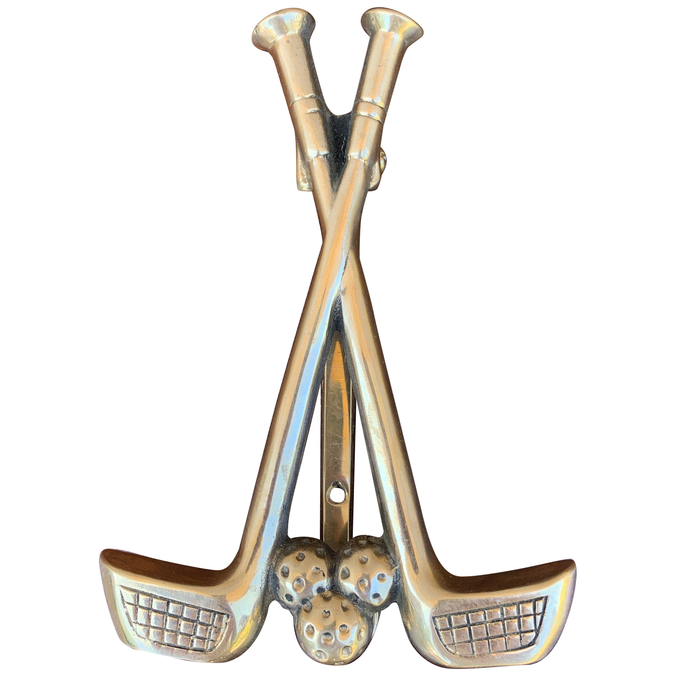 Battente per porta a doppia mazza da golf in ottone fuso vintage