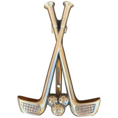 Battente per porta a doppia mazza da golf in ottone fuso vintage