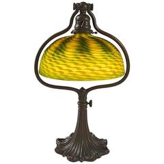 Antique Adjustable Glass and Bronze “Harp” Tiffany Lamp