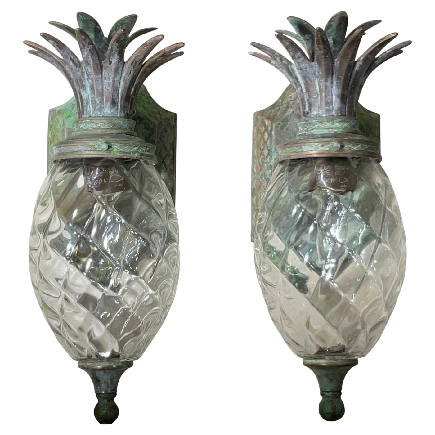 Pair of Bronze and Brass Wall Lantern or Wall Sconces