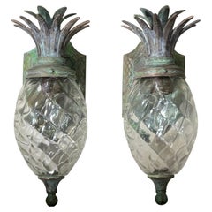 Pair of Bronze and Brass Wall Lantern or Wall Sconces