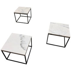 Vintage Mid Century Designer Open Frame Marble Tables