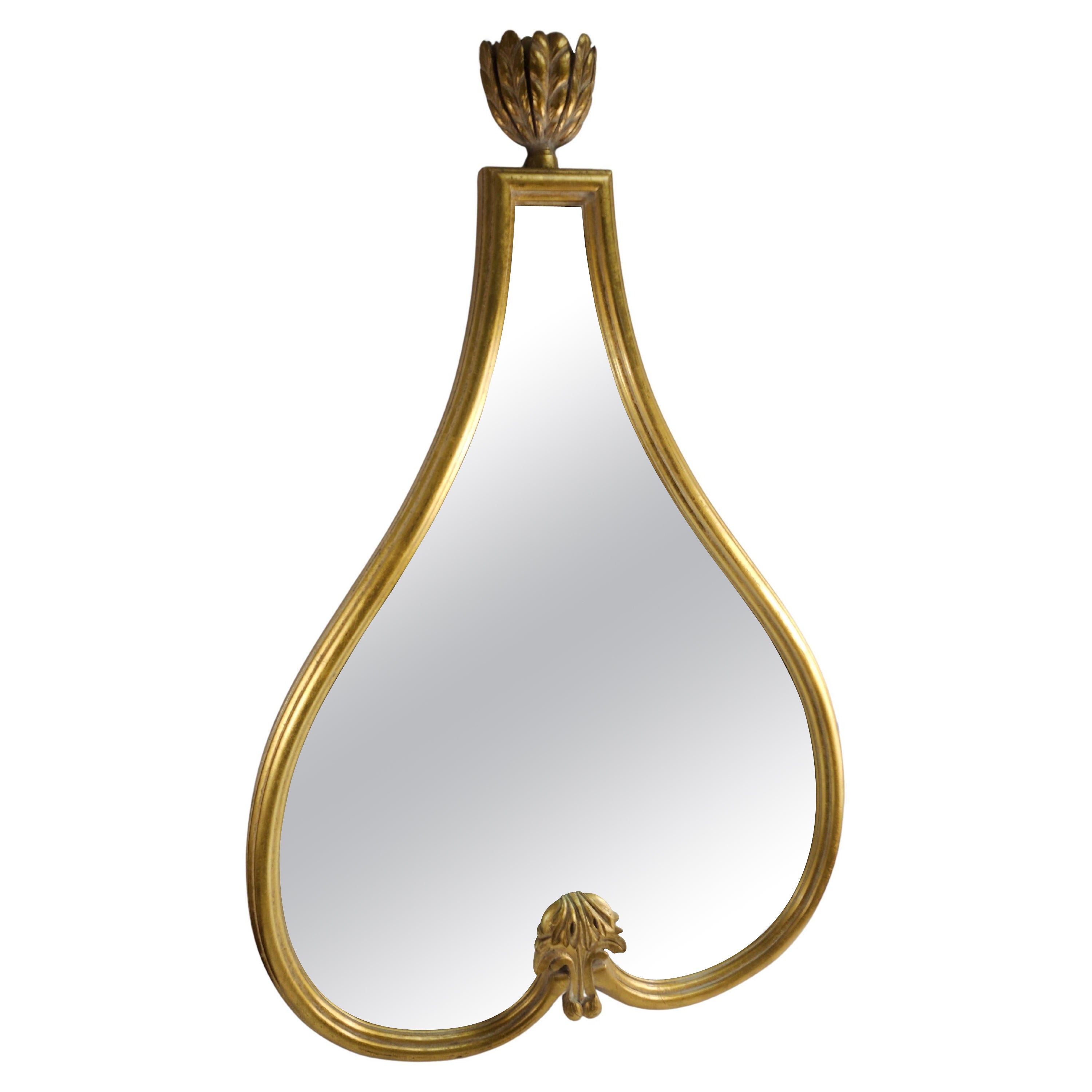 Mid Century Modern Sculptural Gilt Wood Wall Mirror by Tommi Parzinger