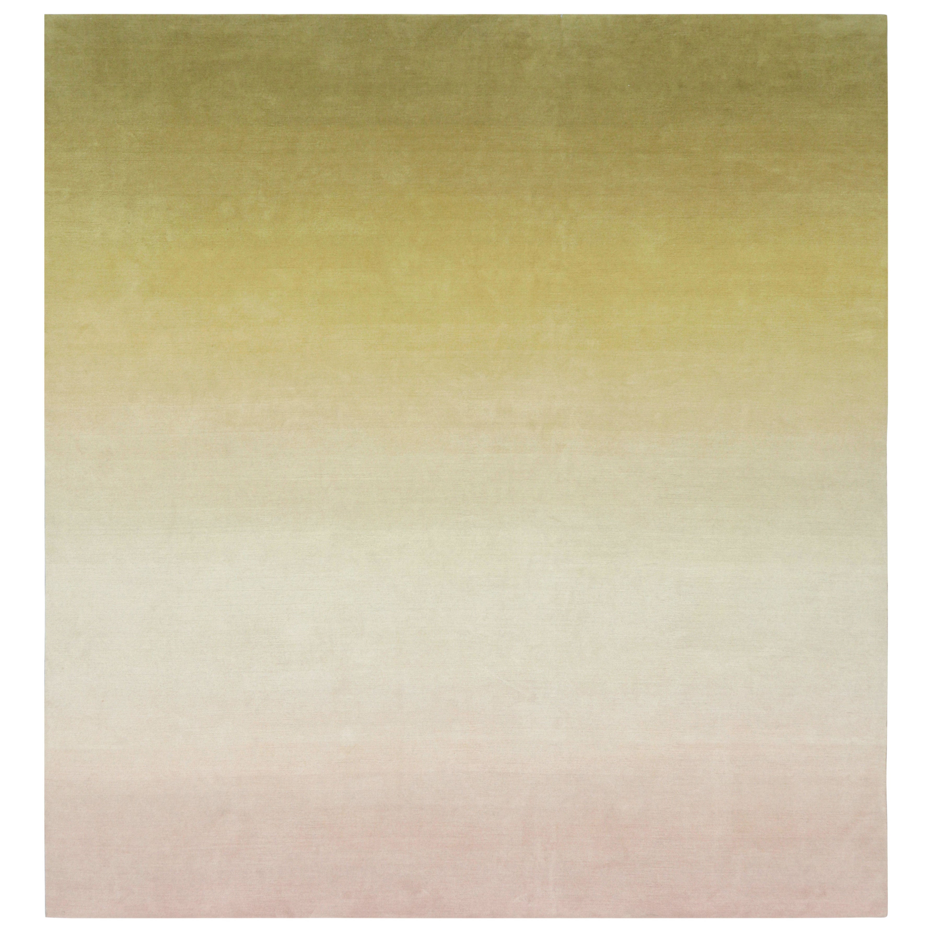Rug & Kilim’s Custom Ombre Rug Design in Chartreuse and Light Pink Hues