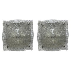 Large Pair Of Murano Glass Sconces By Mazzega