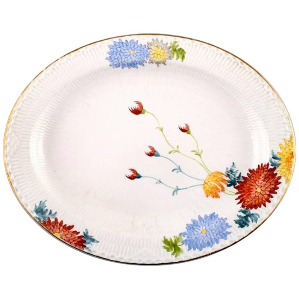 Antique and Rare Royal Copenhagen Large Dish Decorated with Flowers For Sale