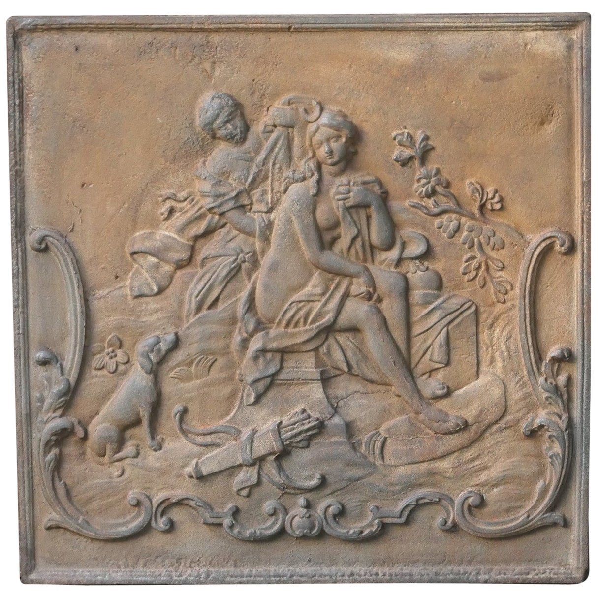 Plaque de cheminée / crédence d'époque Louis XV du 18ème siècle avec bain de Diane