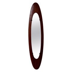 Italian Midcentury Designer Teak Bentwood Wall Mirror, 1950s