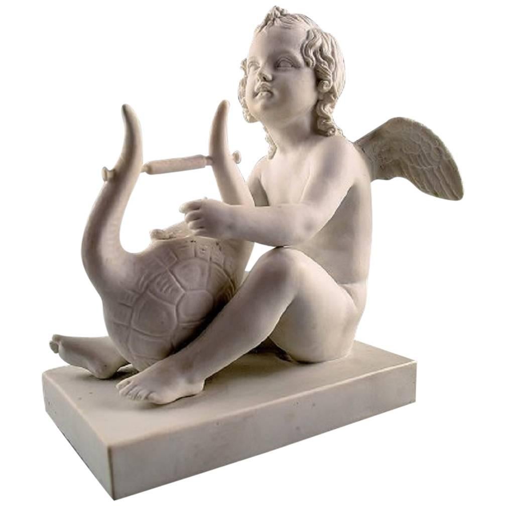 Antique Royal Copenhagen Biscuit Figure Cupid, Angel, Late 19th Century