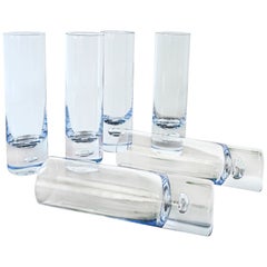 MidCentury Modern Tumblers Glasses Clear and Light Blue Glass Italy 70s Set of 6