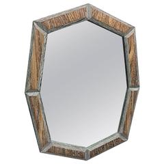 Modernist Cerused Zebrawood Octagonal Mirror