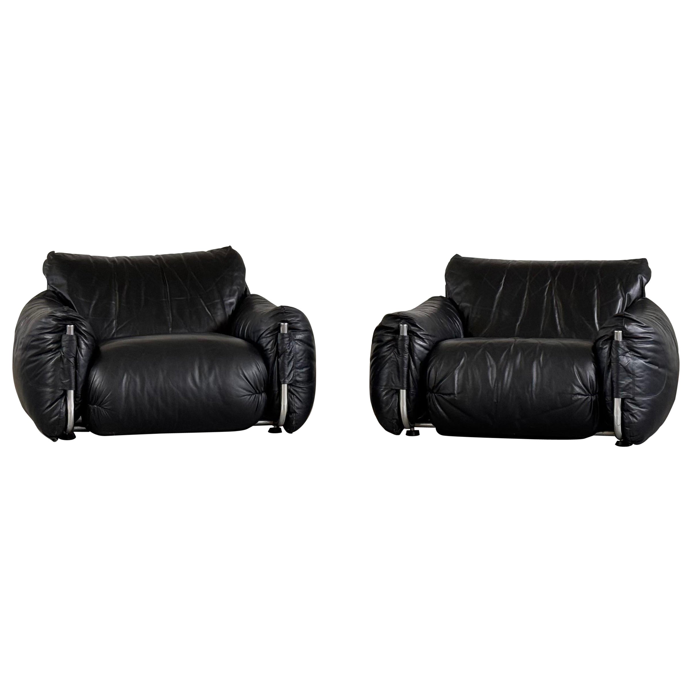 Pair of Mid-Century Armchairs by Giuseppe Munari for Poltrona Munari, 1970s
