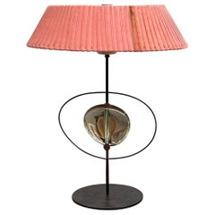 Max Ingrand "Ashanghai" Table Lamp, Shaped Crystal, Original Pink Shade, 1963