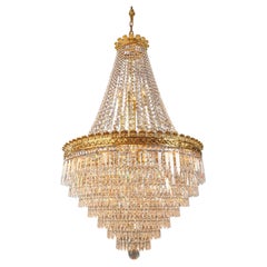 Brass Basket Empire Sac a Pearl Chandelier Crystal Lustre Lamp Antique Gold