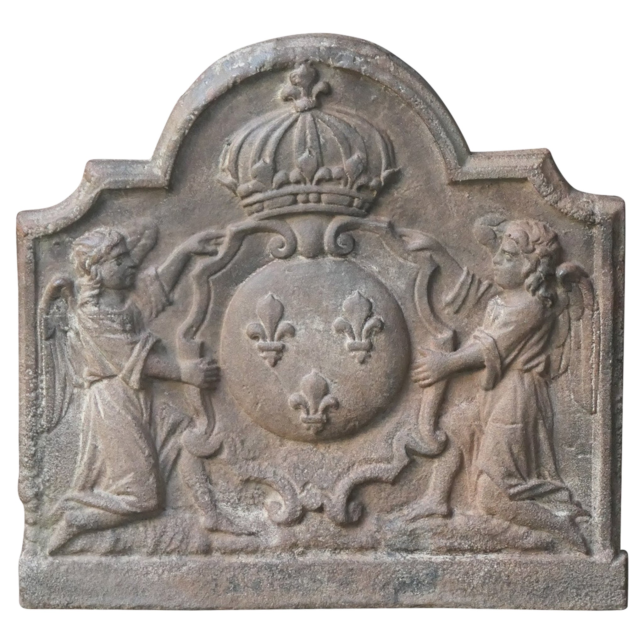 Plaque de cheminée / crédence d'arrière Louis XIV du 17ème - 18ème siècle français « Arms of France »