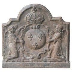 Plaque de cheminée / crédence d'arrière Louis XIV du 17ème - 18ème siècle français « Arms of France »