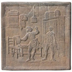 Französischer Kaminschirm/Rückwand aus dem 19. bis 20. Jahrhundert, Französisch, „Der Cobbler und der Finanzier“