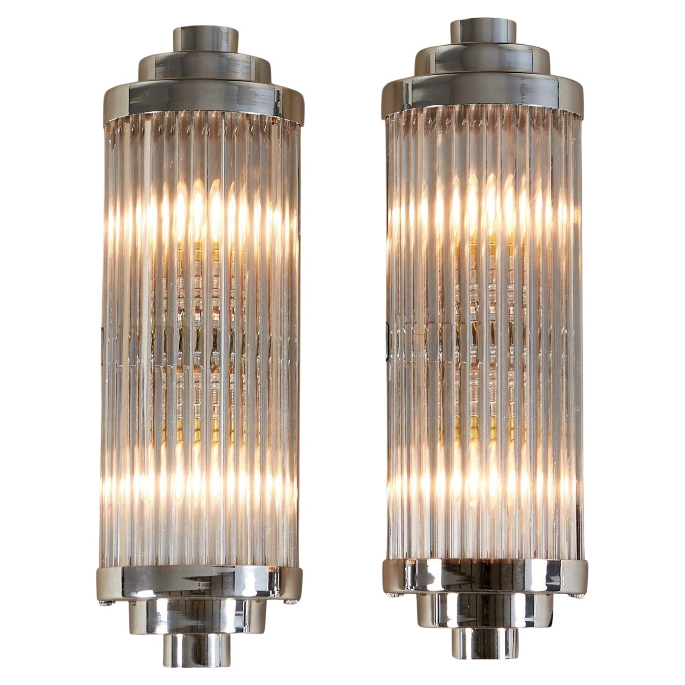 Pair of Italian Chrome and glass Ravello Wall Lights with 3 Tier Detail