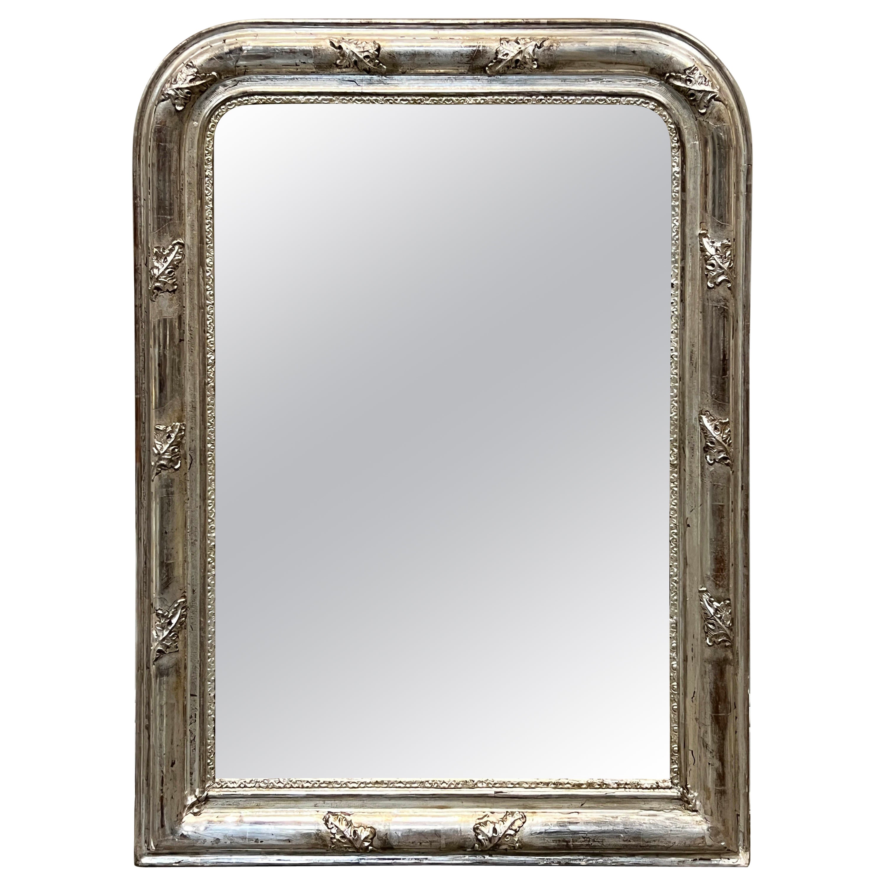 Late 19th Century French Louis Philippe Mirror in Silver Gilt