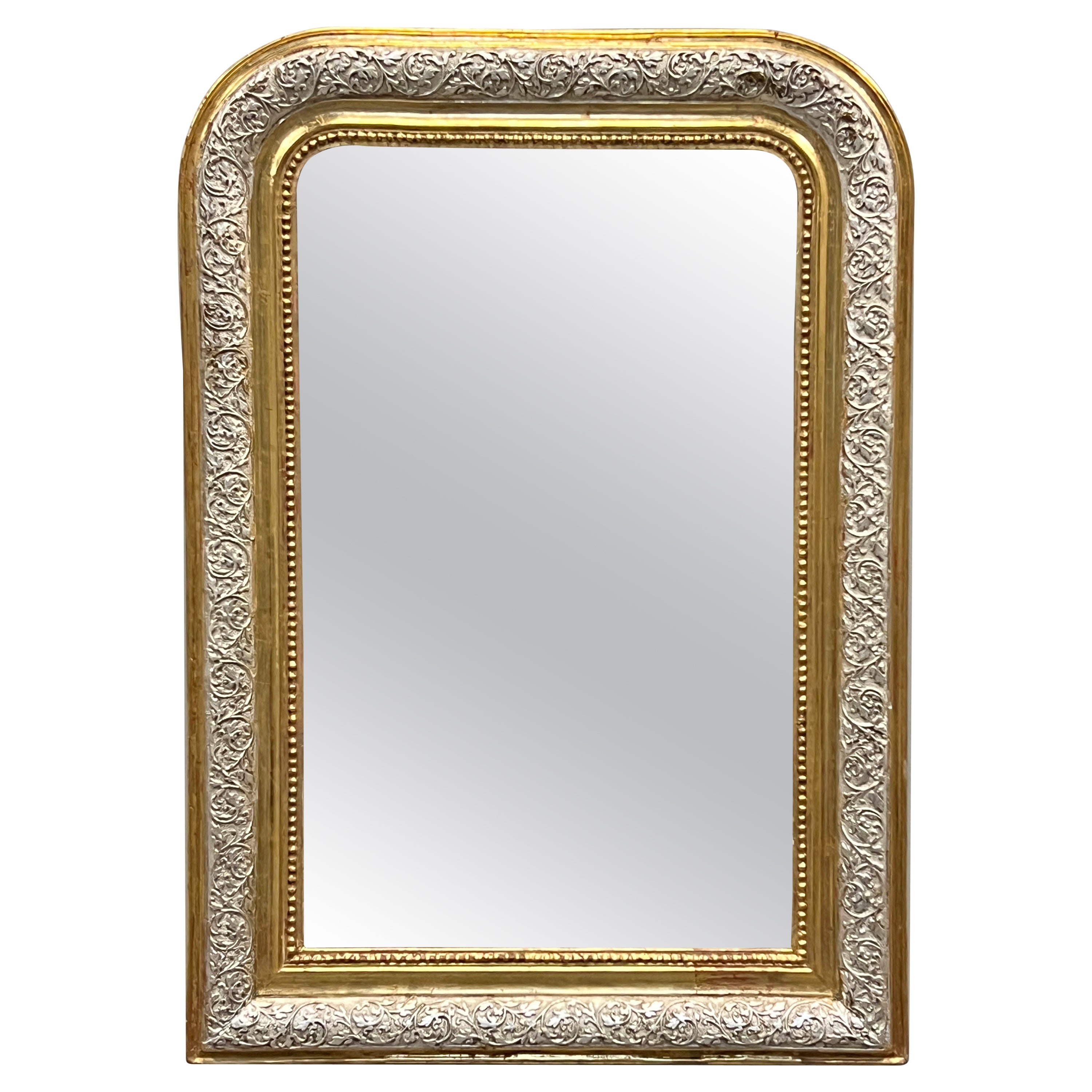 French Louis Philippe Style Gold And Silver Gilt Mirror