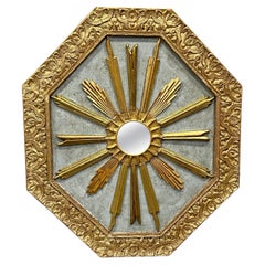 Vintage Custom Made Italian Sunburst Mirror And Wall Art, Gold Gilt