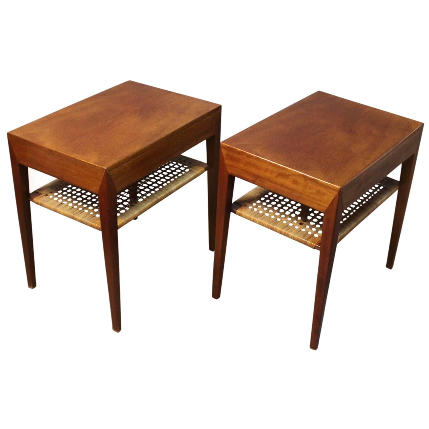Pair of Side Tables from Haslev Furniture Factory and Designed by Severin Han