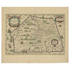Carte détaillée du Sri Lanka ou du Ceylan avec cartouches décoratifs Plancius, 1638