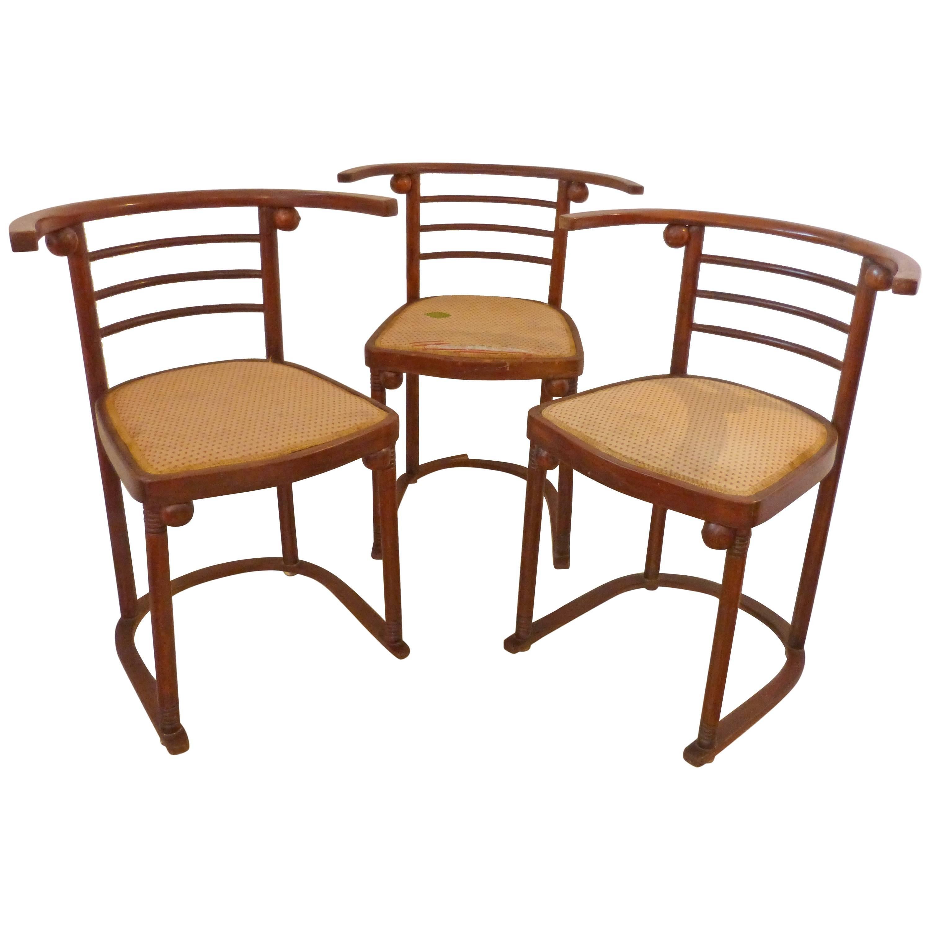 Set of Three Fledermauss Chairs by Josef Hoffmann 1905