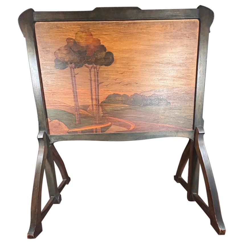 Arts And Crafts Fire Screen, Signed Arthur Grinnell 1854-1924