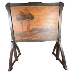 Antique Arts And Crafts Fire Screen, Signed Arthur Grinnell 1854-1924