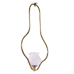 Timeless, Simple Brass and White Glass Pendant, Lantern, or Parlor Light
