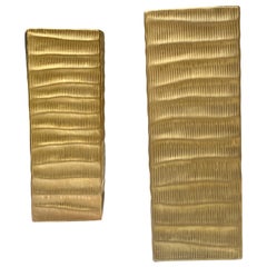 Modern Matte Gold Modern Skyscraper Vase Sculptures Pair