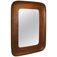 Rectangular Mirror in Hammered Copper, 1950s, Italy