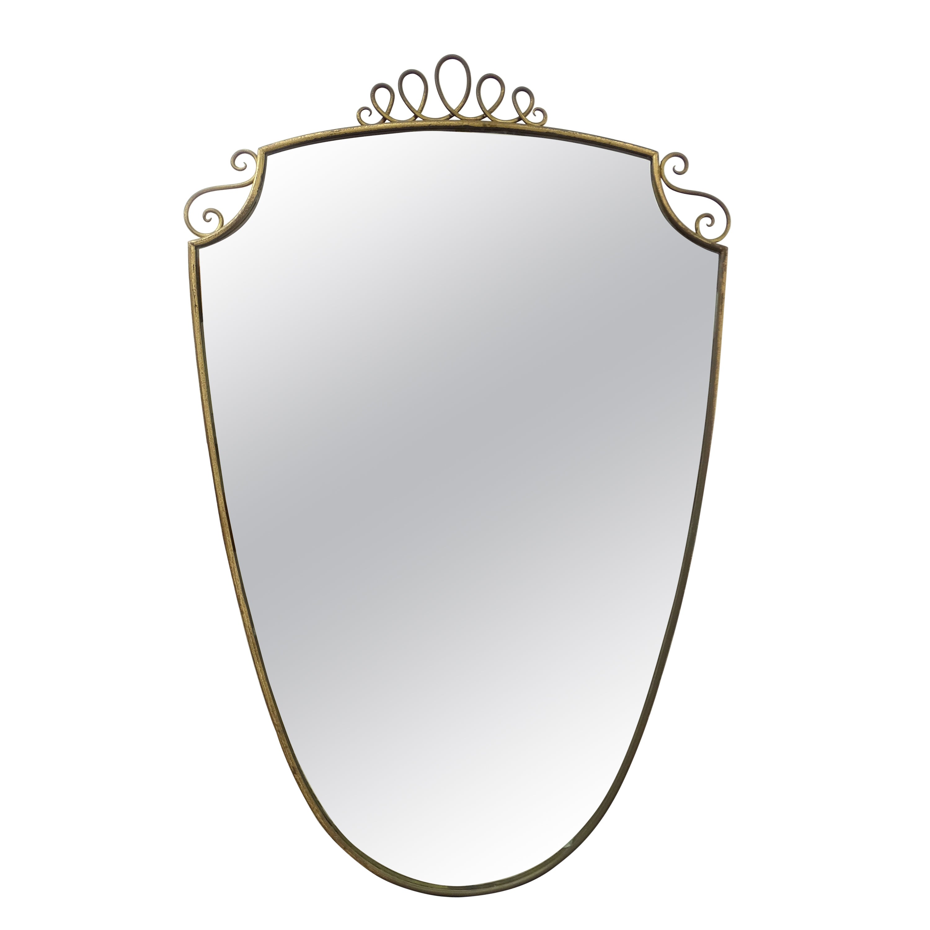 Italian Midcentury Brass Framed Wall Mirror