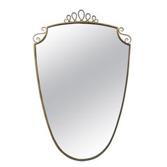 Italian Midcentury Brass Framed Wall Mirror