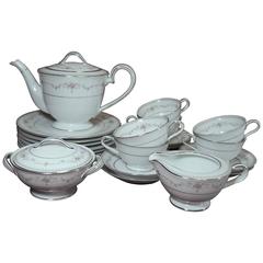 Retro Noritake China Fairmont 6102 Pattern 23-Piece Dessert Set, Tea Pot Included