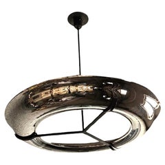 Pendentif anneau contemporain cupper nickelé avec led